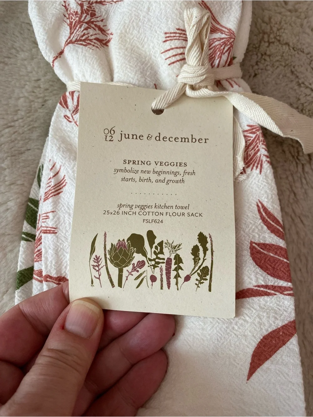 June& December spring veggies kitchen towel and 2 mixed boughs & berries napkins